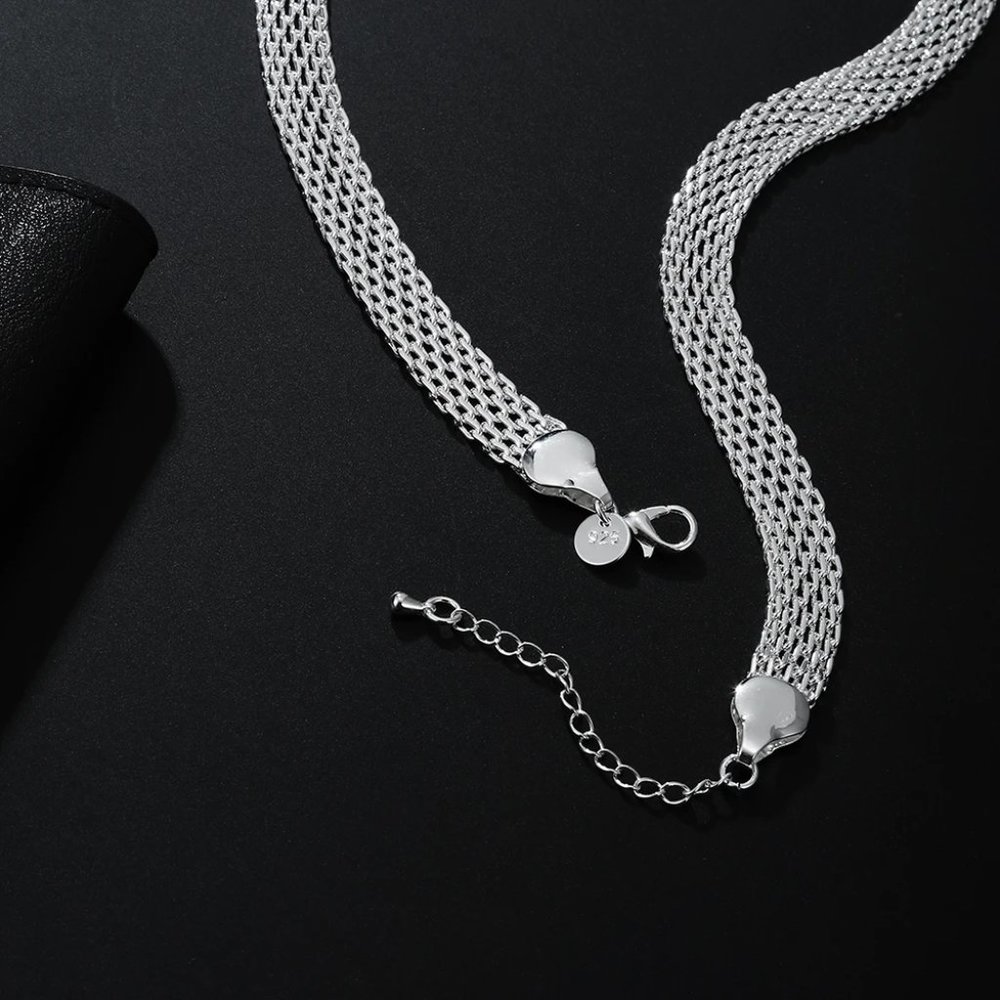 Beautiful 2 Pc. Necklace and Bracelet Set Mesh / Net - 925 Sterling Silver - Picture 9 of 13
